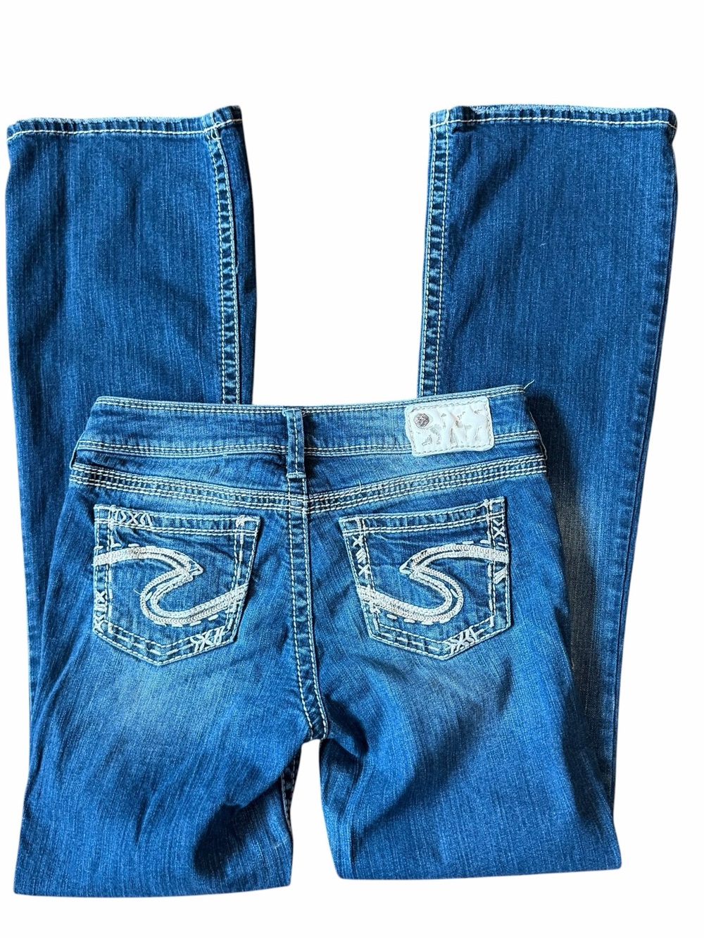 Silver Jeans Suki Women’s Size 29x33 Bootcut Medium Wash Mid Rise Thick Stitch